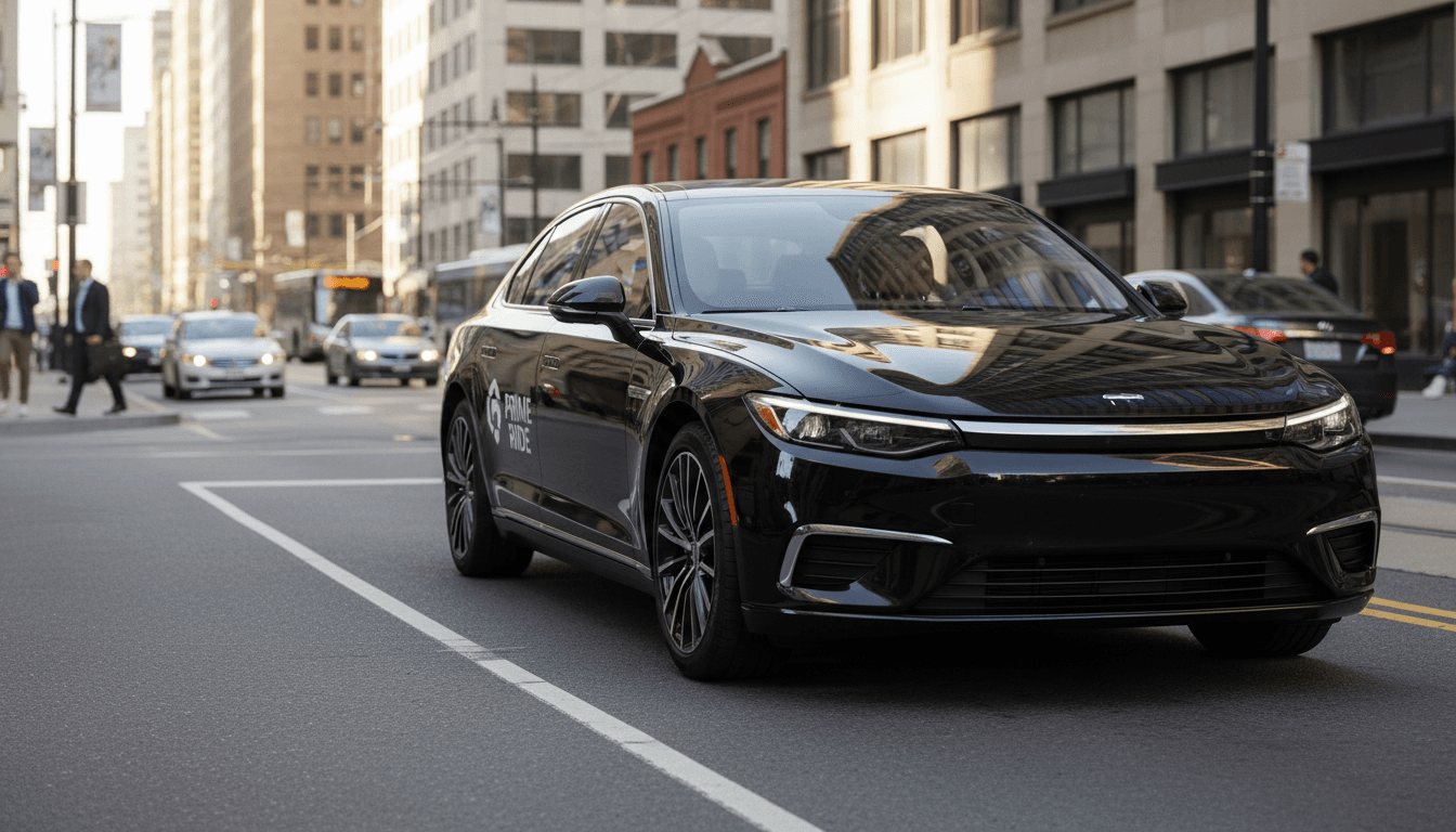 Modern sedan parked on a clean city street